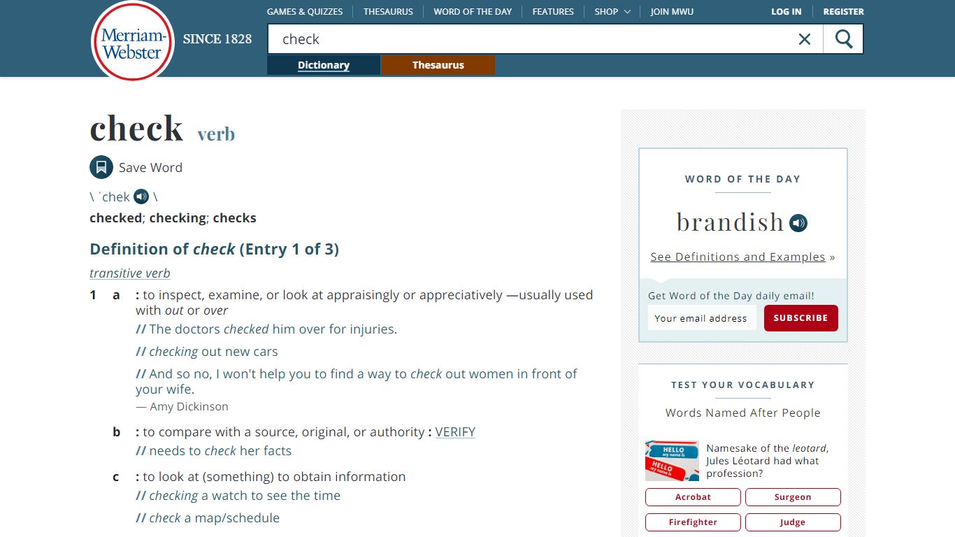 Check Definition & Meaning - Merriam-Webster