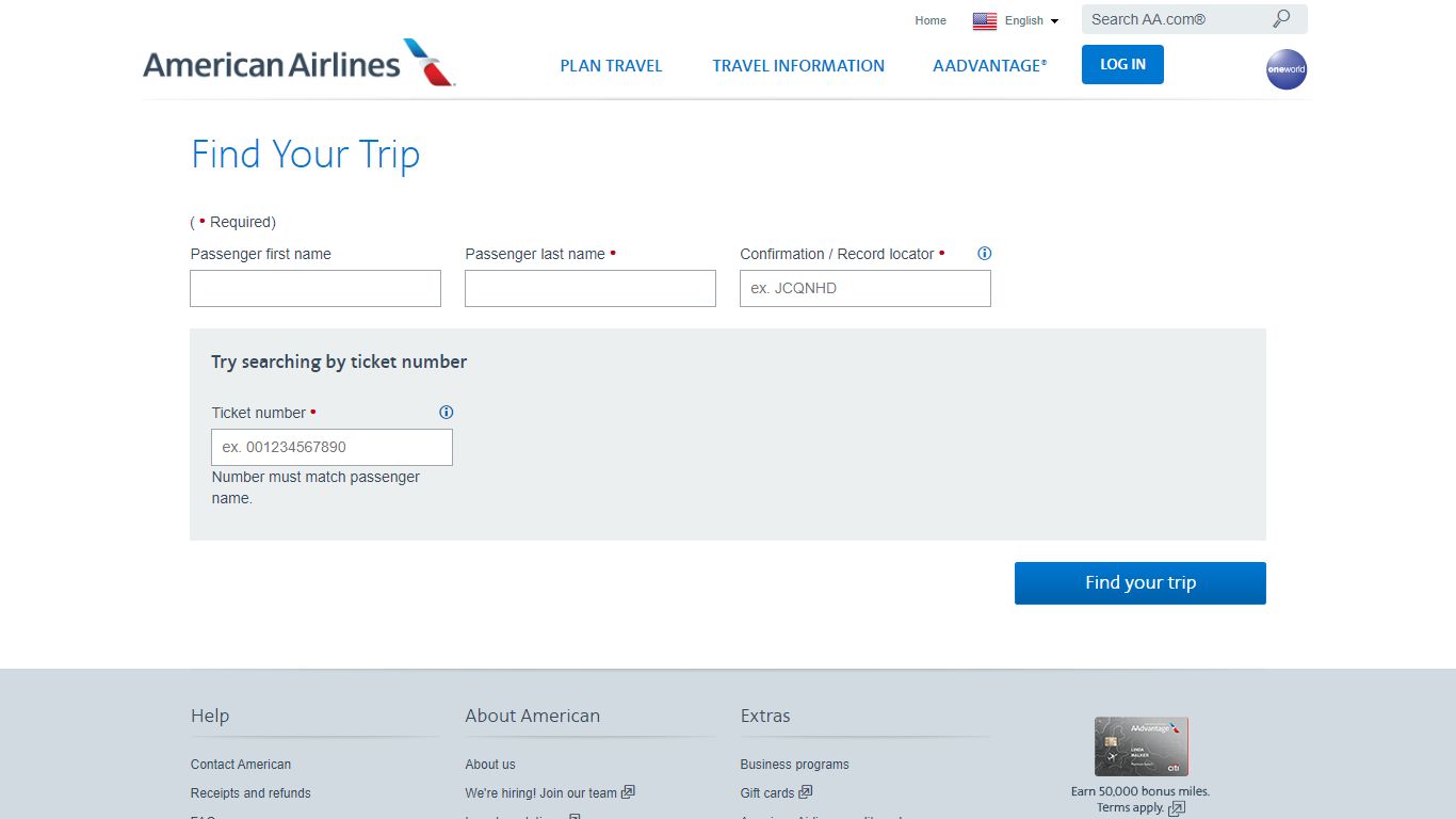 Check in - Your trips - American Airlines